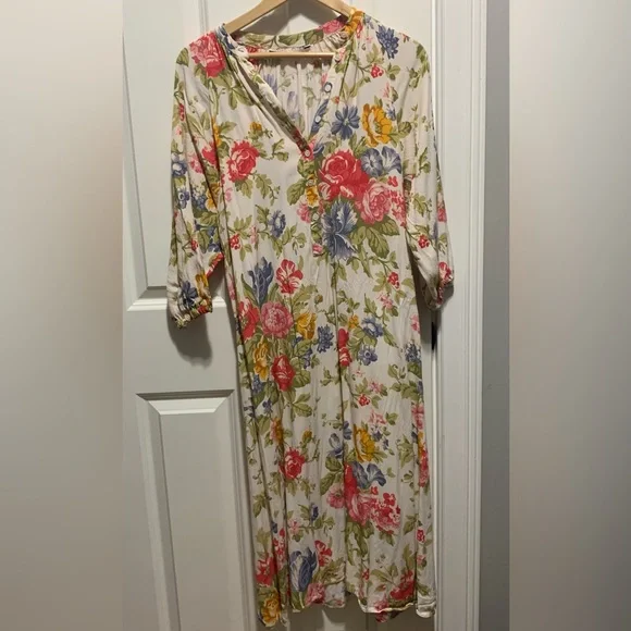 ZARA ECRU FLORL PRINT MIDI FLOWING DRESS - Picture 5 of 13